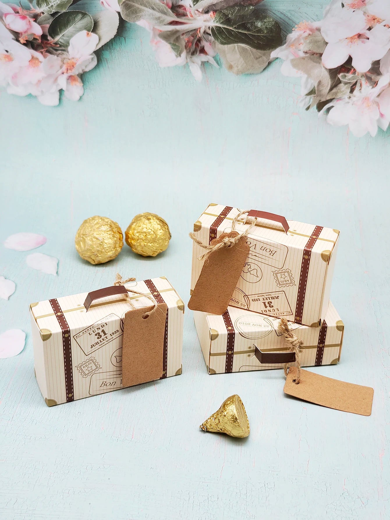 10pcs Mini Luggage Gift Boxes with Hemp Rope Tags