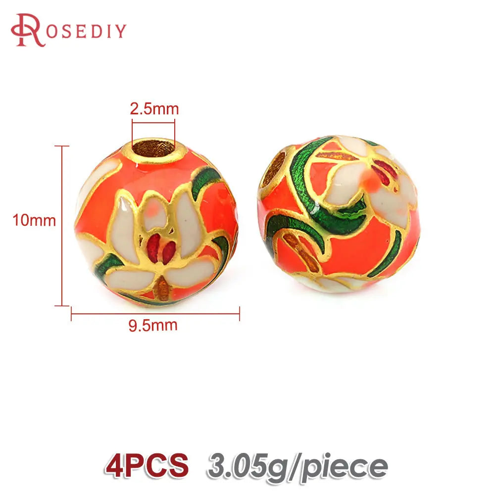 4PCS Daffodil Brass Spacer Beads