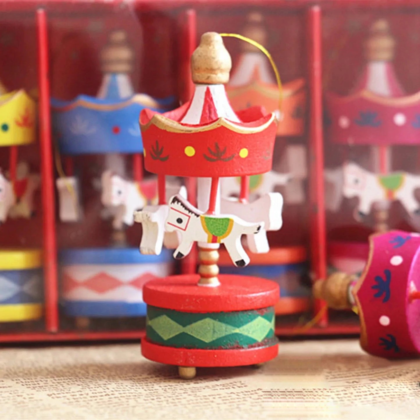Christmas Wooden Carousel Horse Ornament