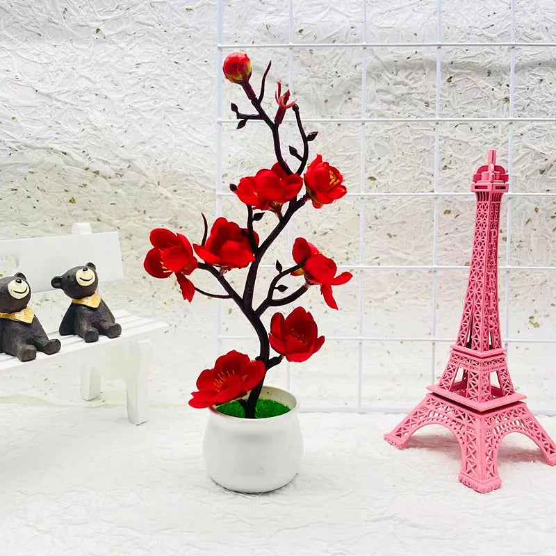 Artificial Plum Blossom Bonsai Potted Plant