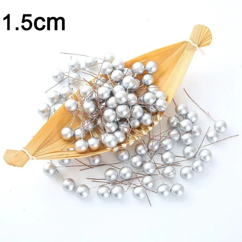 50/100Pcs Christmas Artificial Berry Ornaments