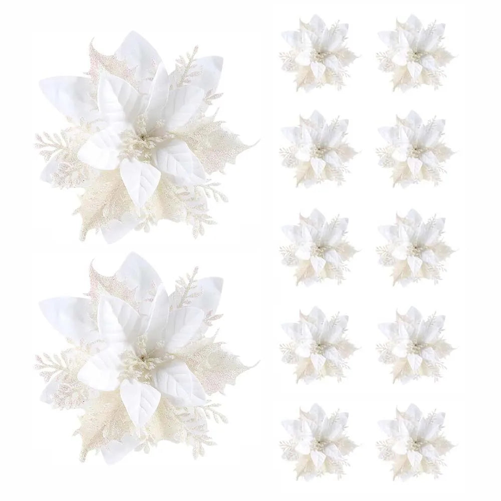 Glitter Christmas Flowers (5/10pcs)