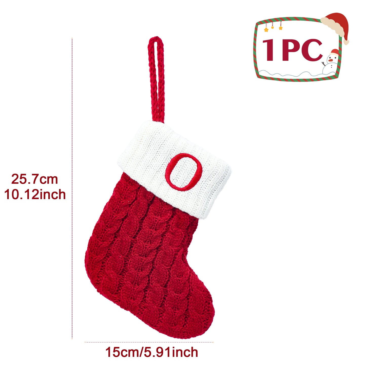 Knitted Christmas Stocking with Snowflake & Letter Design