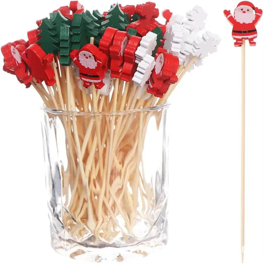 Christmas Bamboo Fruit Sticks (50pcs)