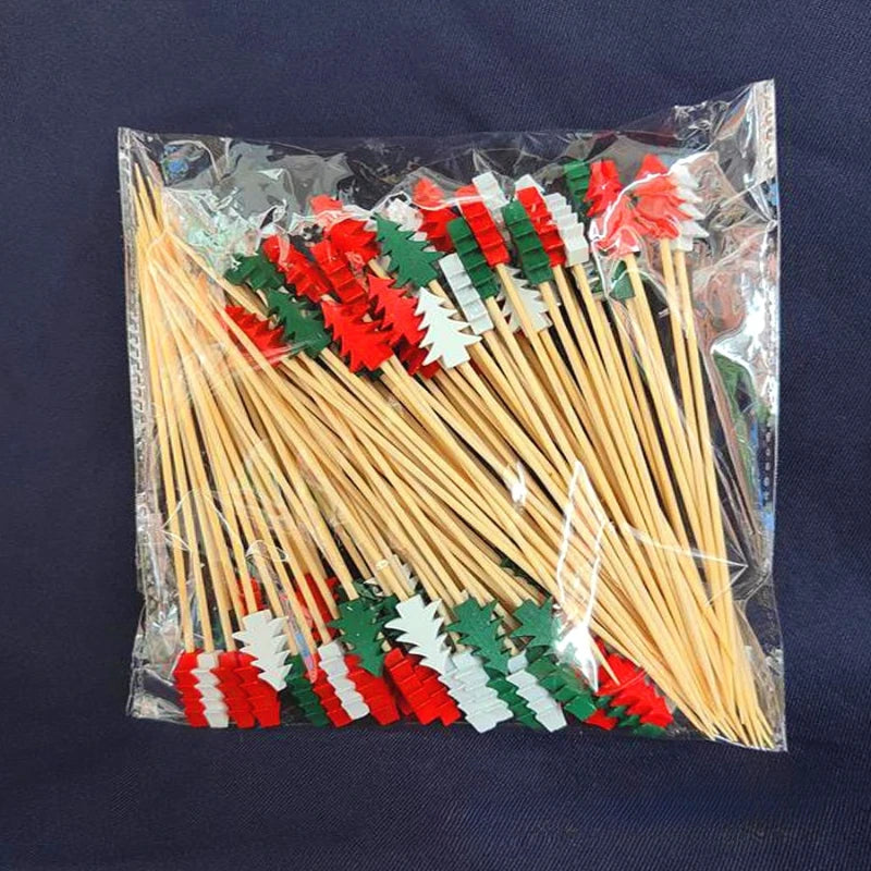 Christmas Bamboo Fruit Sticks (50pcs)