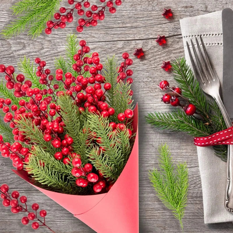 Artificial Pine & Berry Branches(10pcs)