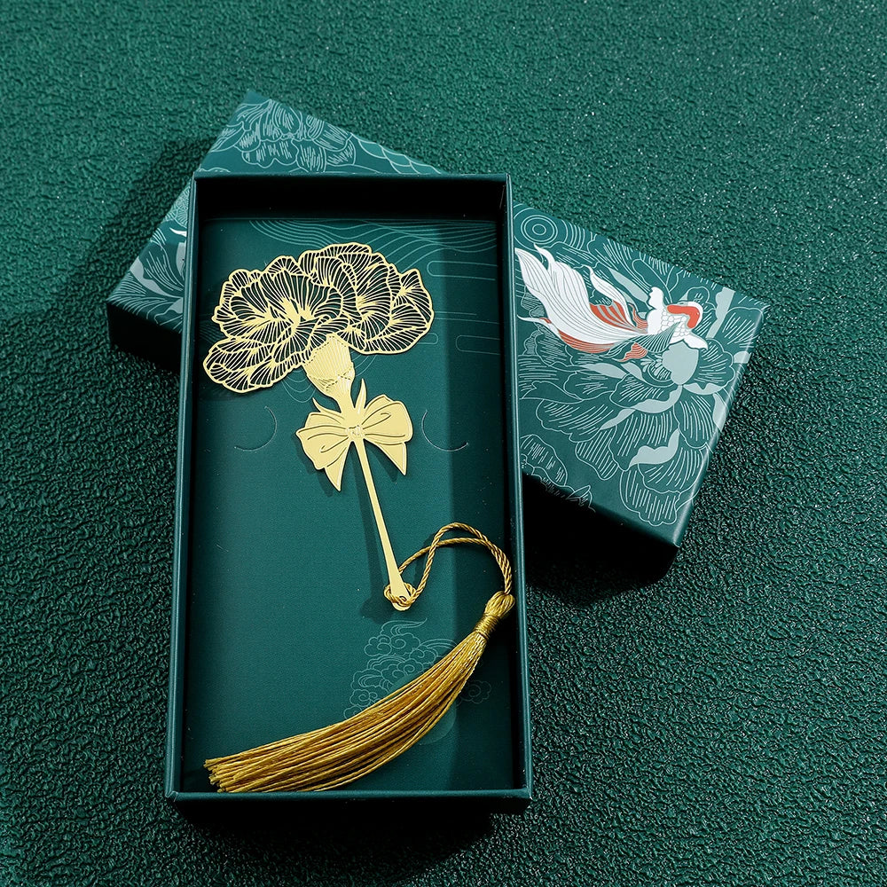Golden Lotus & Rose Bookmark