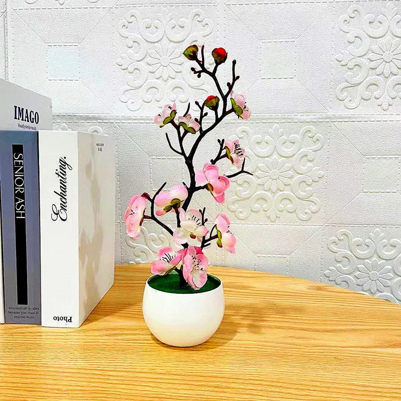 Artificial Plum Blossom Bonsai Potted Plant