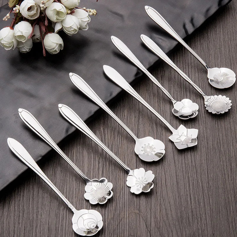 Stainless Steel Flower Spoon Set (8pcs)