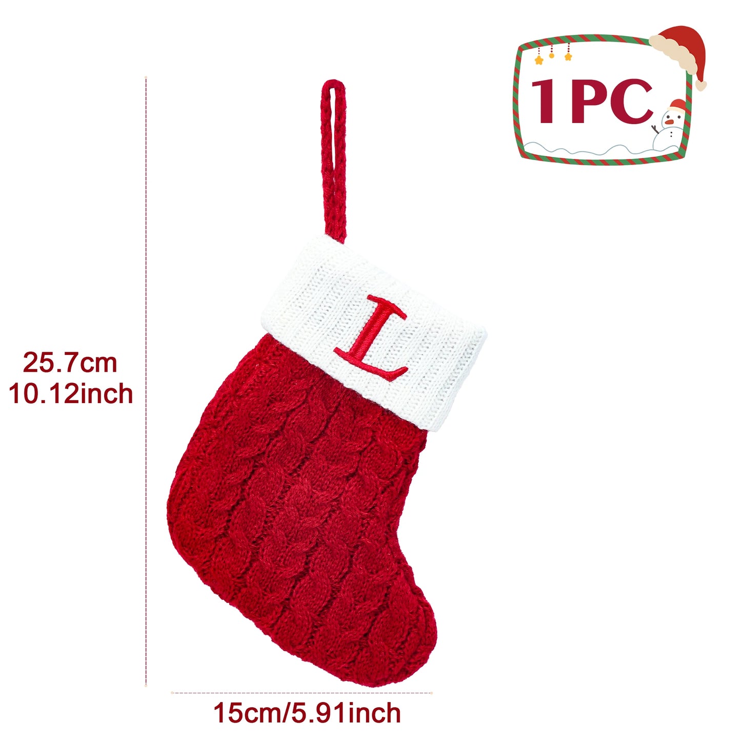 Knitted Christmas Stocking with Snowflake & Letter Design