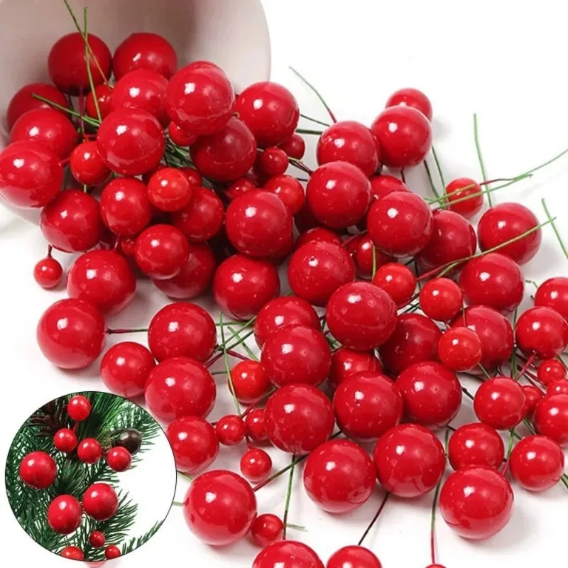 50/100Pcs Christmas Artificial Berry Ornaments
