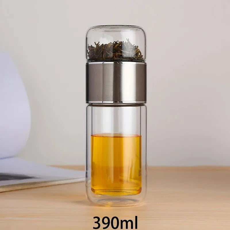 420ML Borosilicate Glass Tea Bottle with Infuser