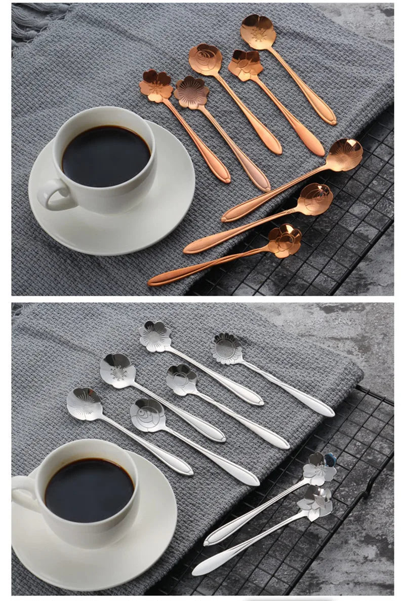 Stainless Steel Flower Spoon Set (8pcs)