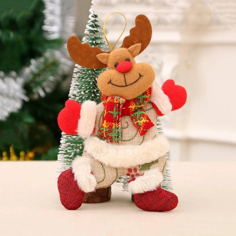 Christmas Plush Doll Ornaments β White Santa & Snowman