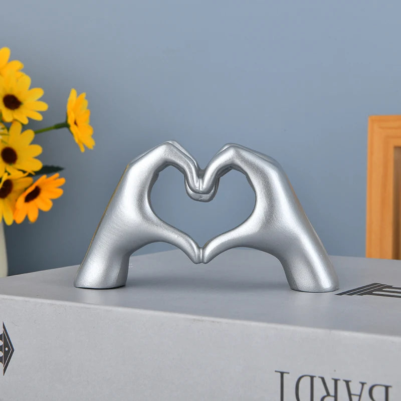 Golden Heart Hand Gesture Statue
