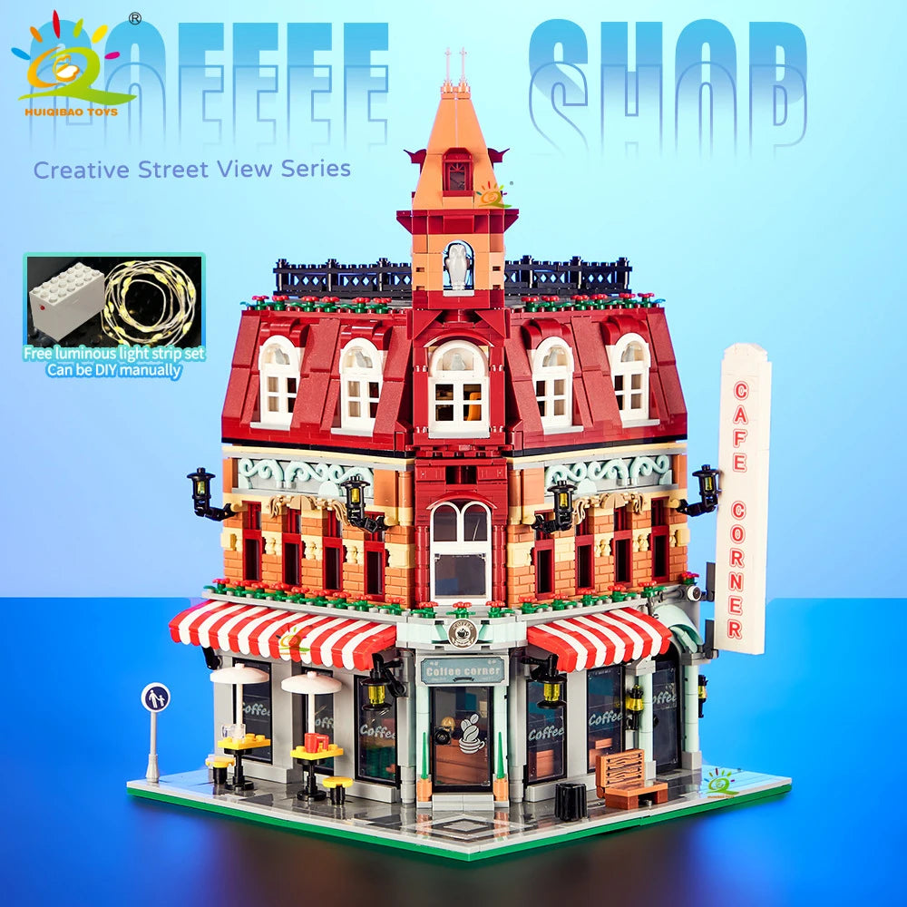 NoeluxeTM City Corner Coffee Shop Building Block Set