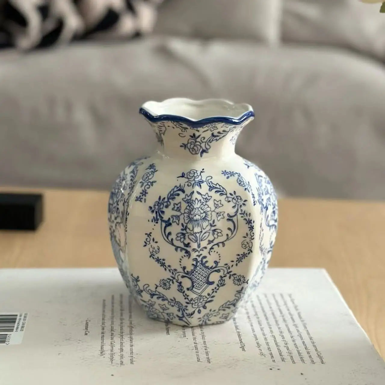 Hand-Painted Blue and White Porcelain Vase