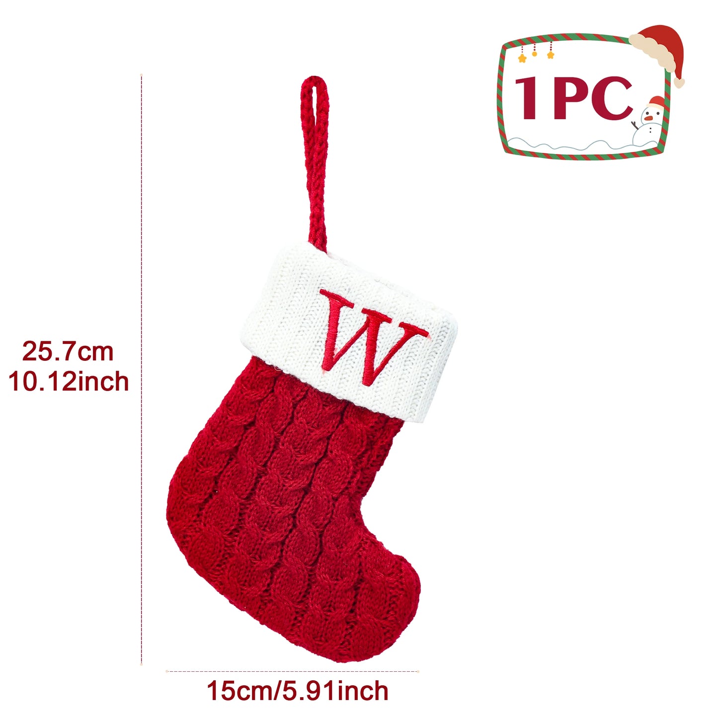 Knitted Christmas Stocking with Snowflake & Letter Design