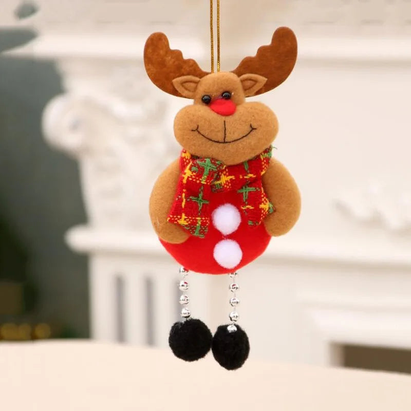 Christmas Plush Doll Ornaments β White Santa & Snowman