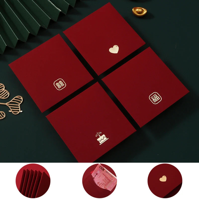 6pcs Chinese Red Envelope Set – Spring Festival Lucky Money Packets