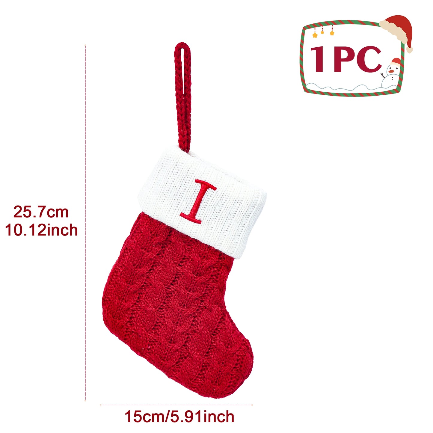 Knitted Christmas Stocking with Snowflake & Letter Design