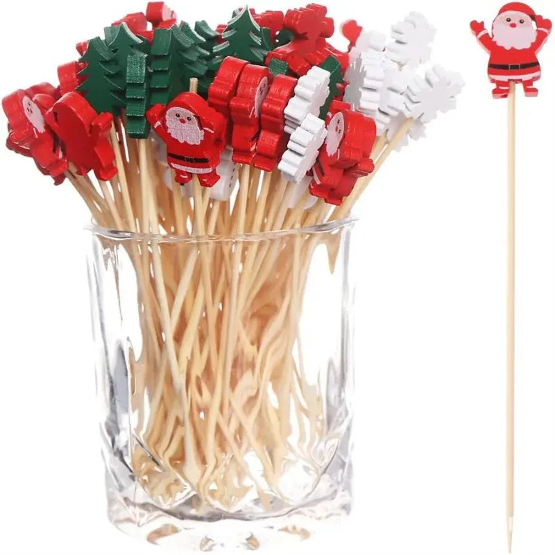 Christmas Bamboo Fruit Sticks (50pcs)