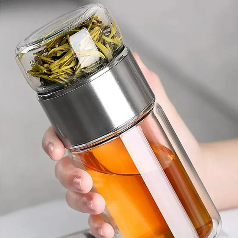 420ML Borosilicate Glass Tea Bottle with Infuser