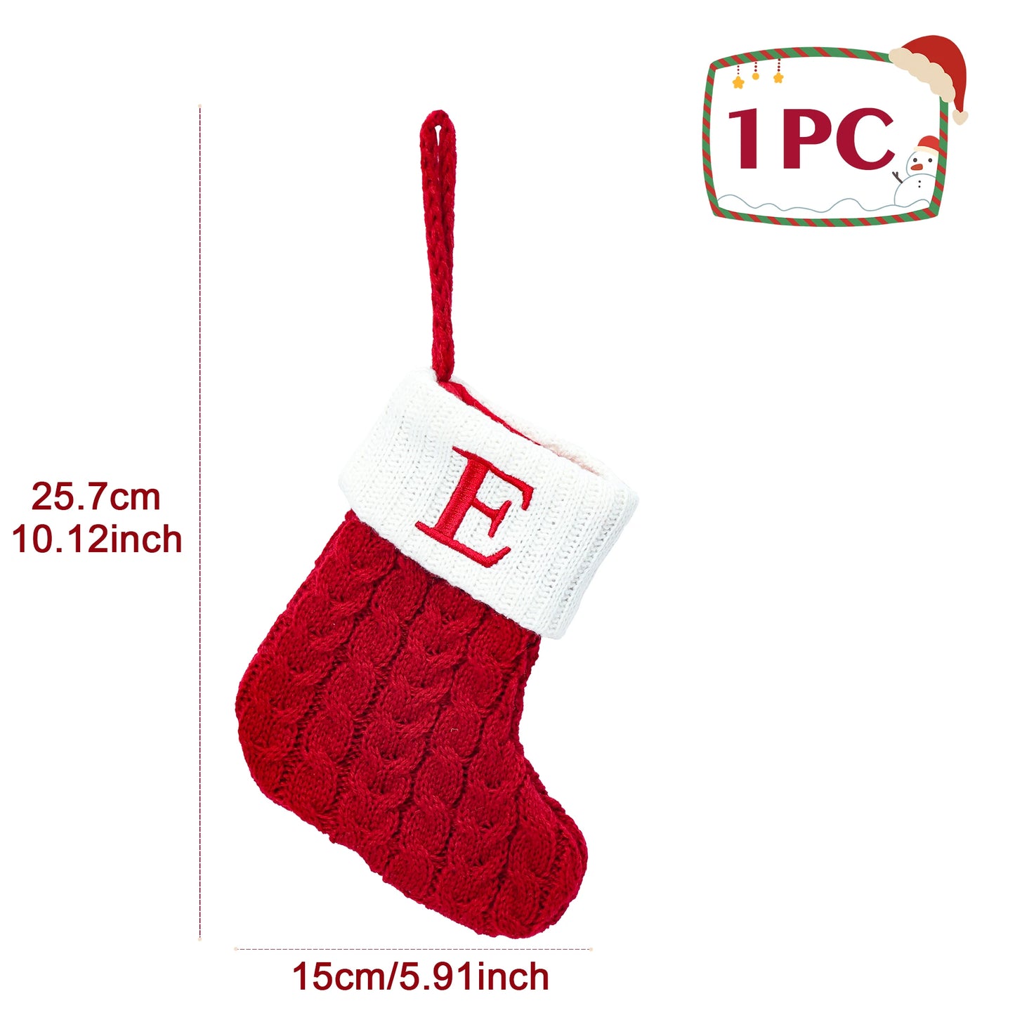 Knitted Christmas Stocking with Snowflake & Letter Design