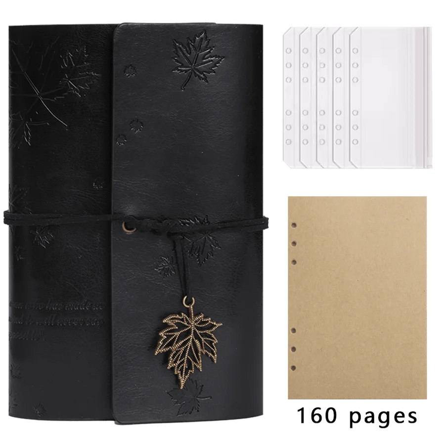 Nostalgic Fallen Leaf Vintage Leather Diary