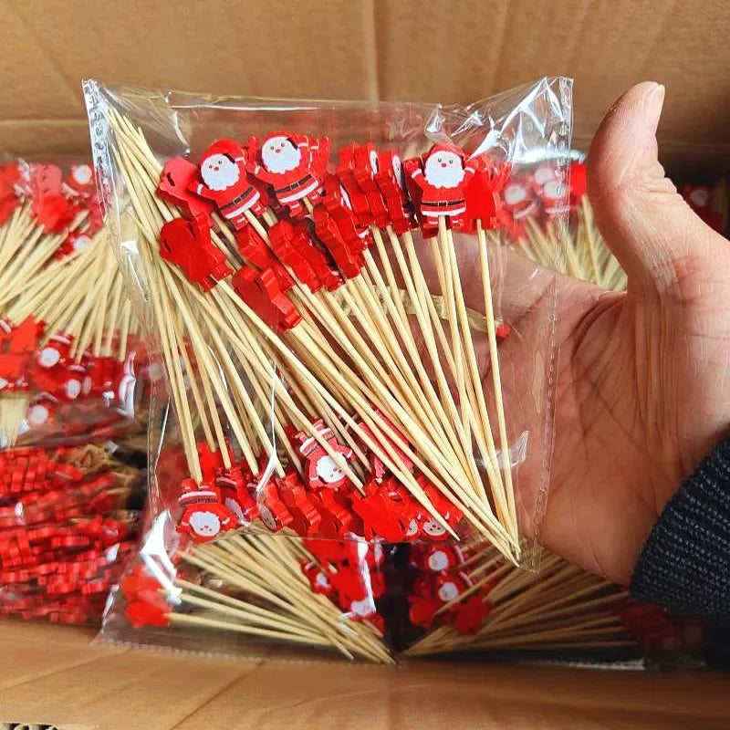 Christmas Bamboo Fruit Sticks (50pcs)
