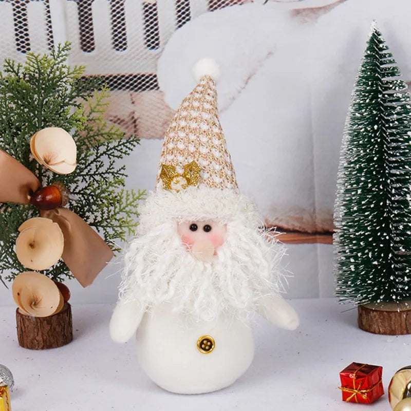 Christmas Plush Doll Ornaments β White Santa & Snowman