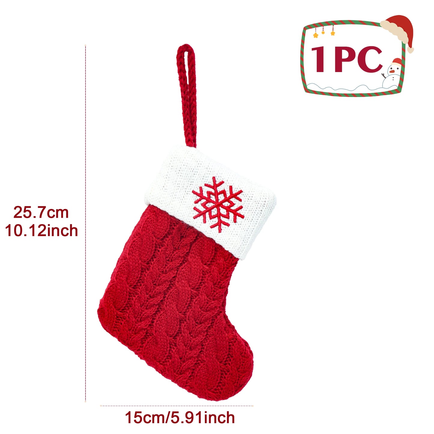 Knitted Christmas Stocking with Snowflake & Letter Design
