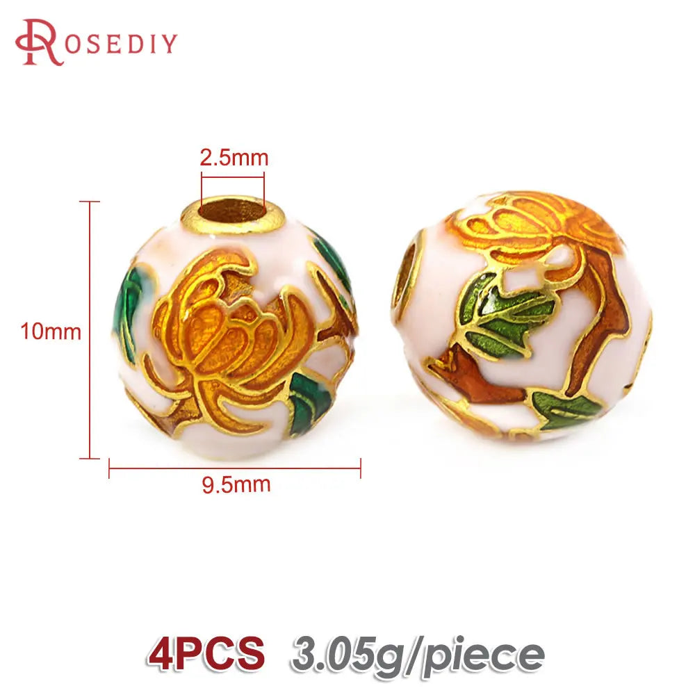 4PCS Daffodil Brass Spacer Beads