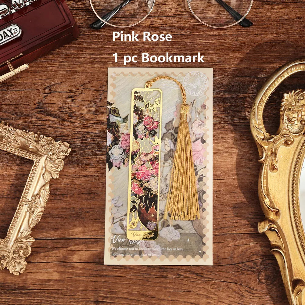 Retro Bronzed Floral Bookmark with Tassel