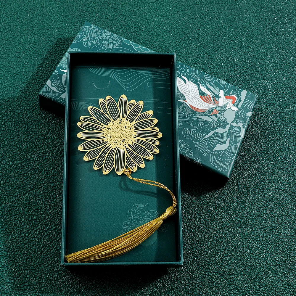 Golden Lotus & Rose Bookmark