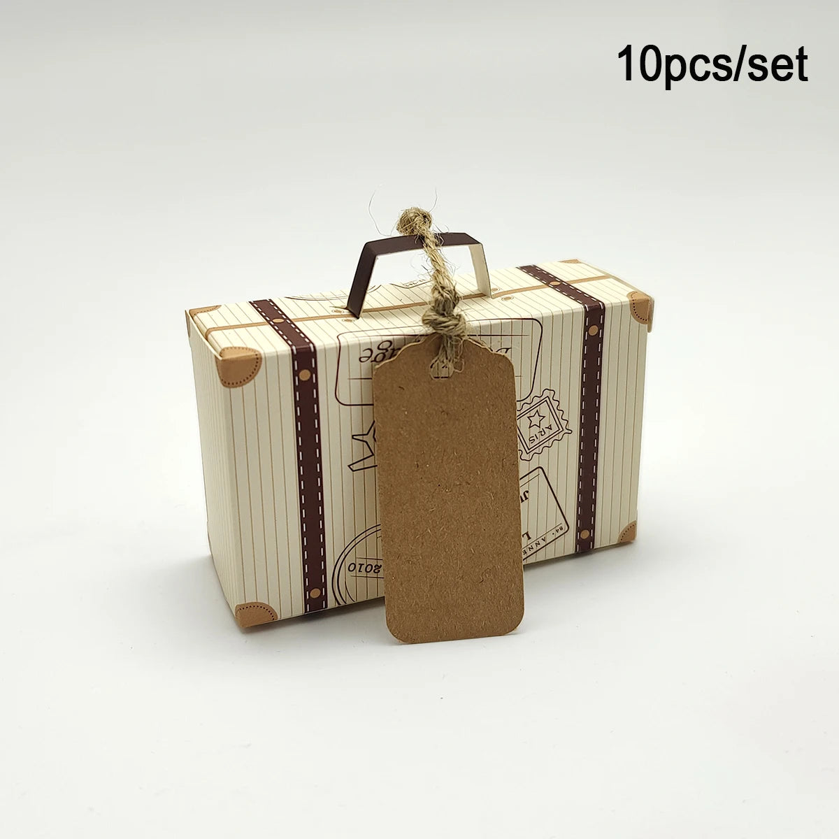 10pcs Mini Luggage Gift Boxes with Hemp Rope Tags