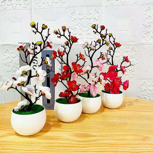 Artificial Plum Blossom Bonsai Potted Plant
