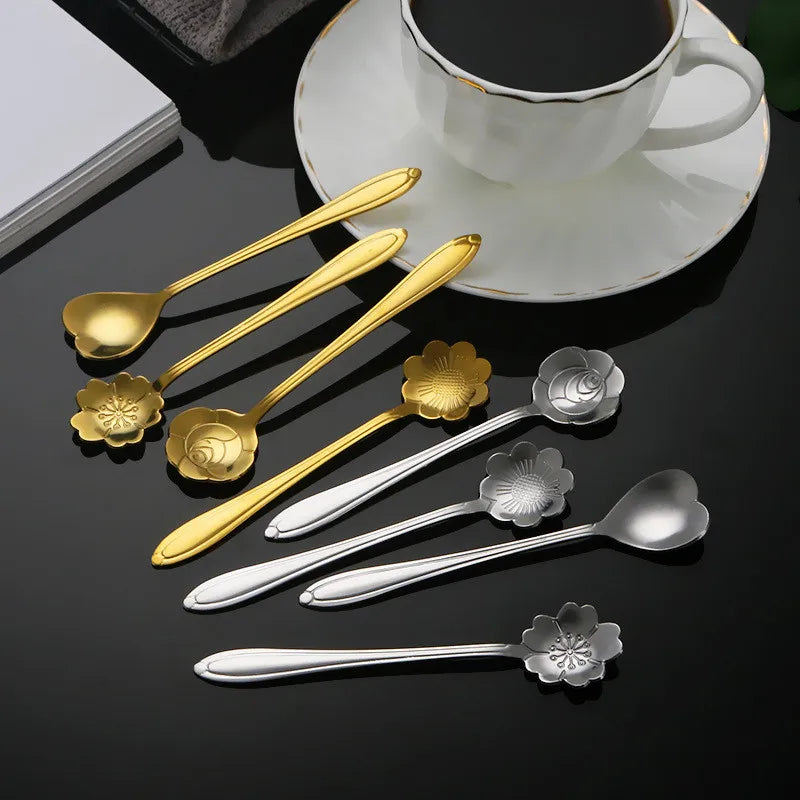 Stainless Steel Flower Spoon Set (8pcs)