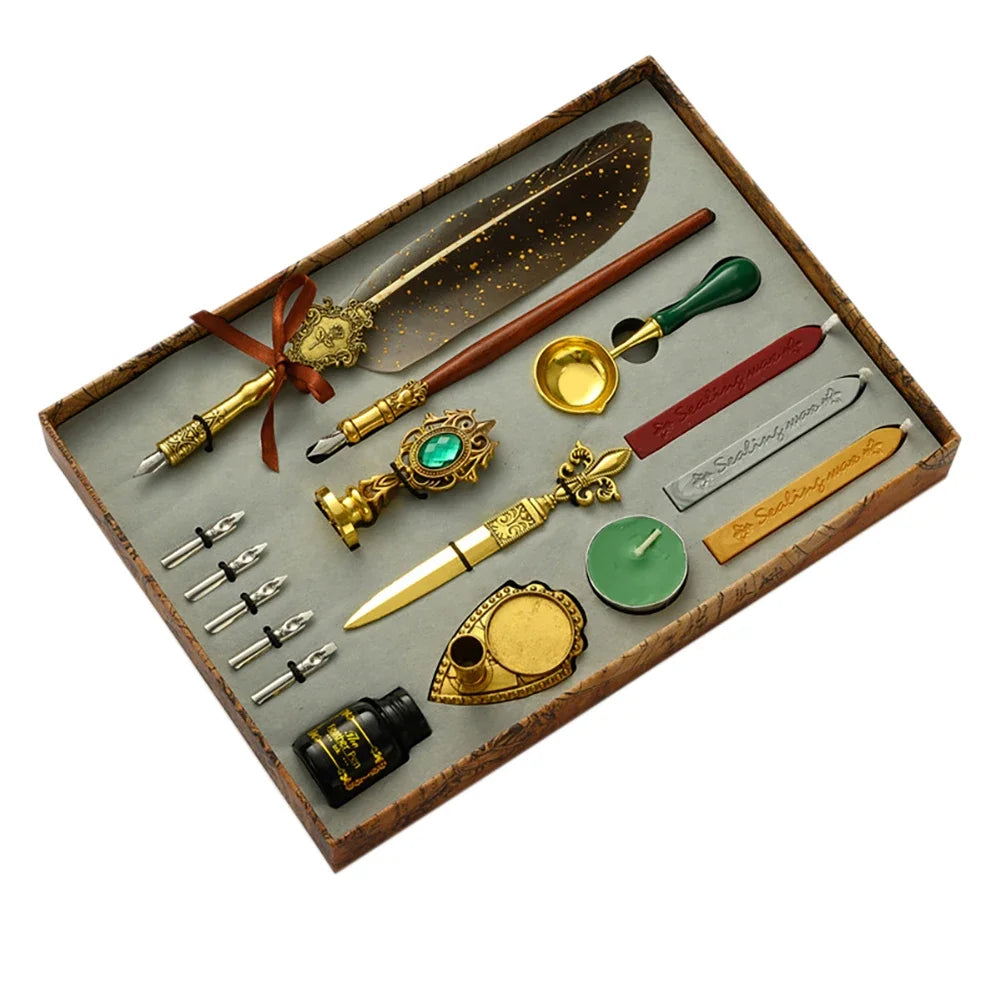 Retro Feather Pen Writing Ink Set