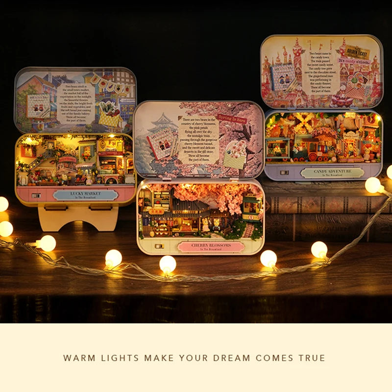 DIY Wooden Miniature Dollhouse Theatre Box