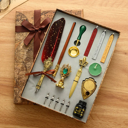 Retro Feather Pen Writing Ink Set