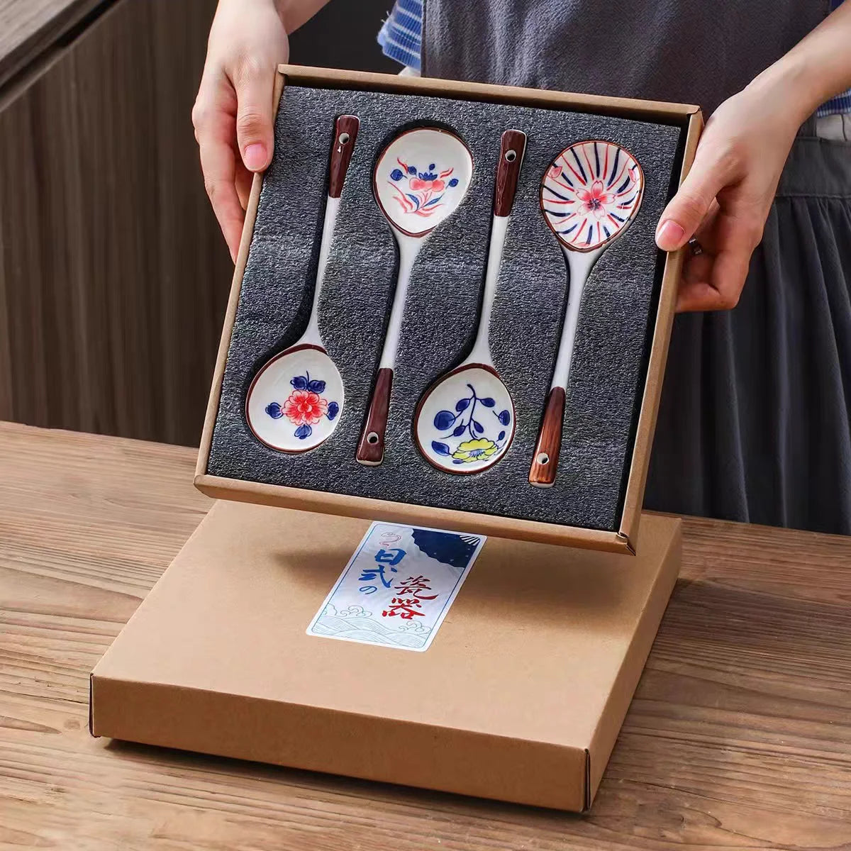 Hand-Painted Ceramic Long-Handled Spoon Set