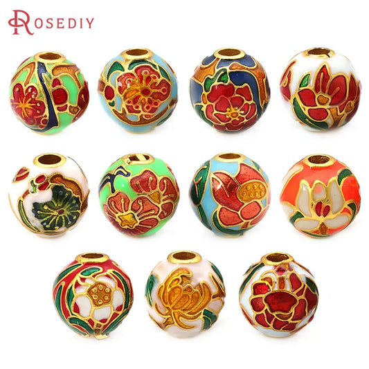 4PCS Daffodil Brass Spacer Beads