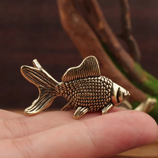 Vintage Brass Goldfish Statue