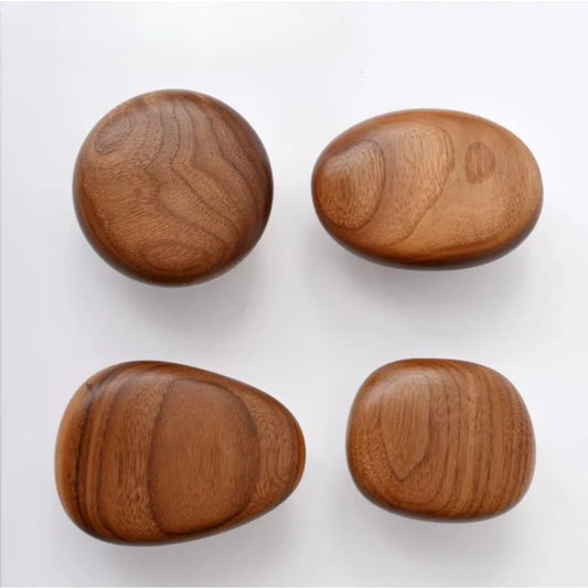 Nordic Solid Wood Pebble Drawer Handle