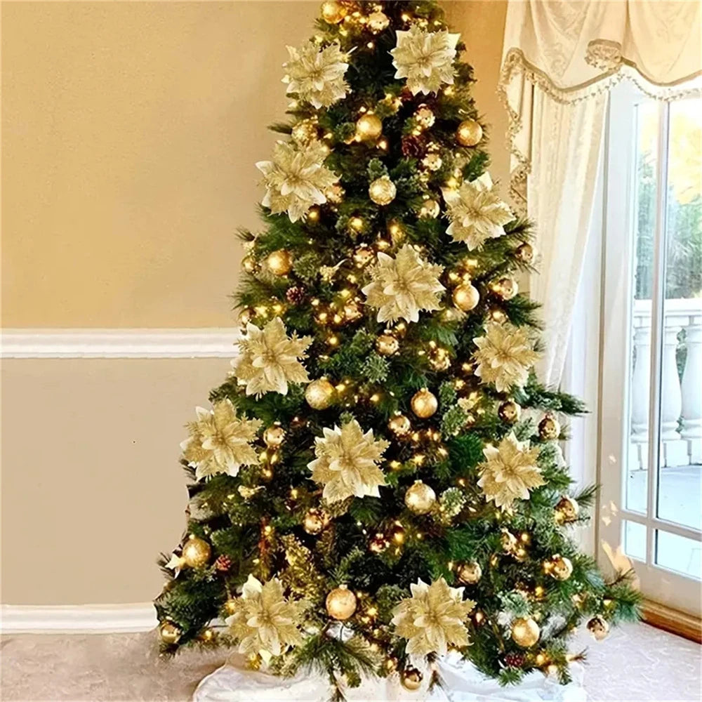 Glitter Christmas Flowers (5/10pcs)