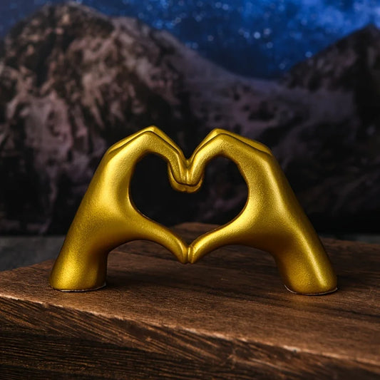 Golden Heart Hand Gesture Statue