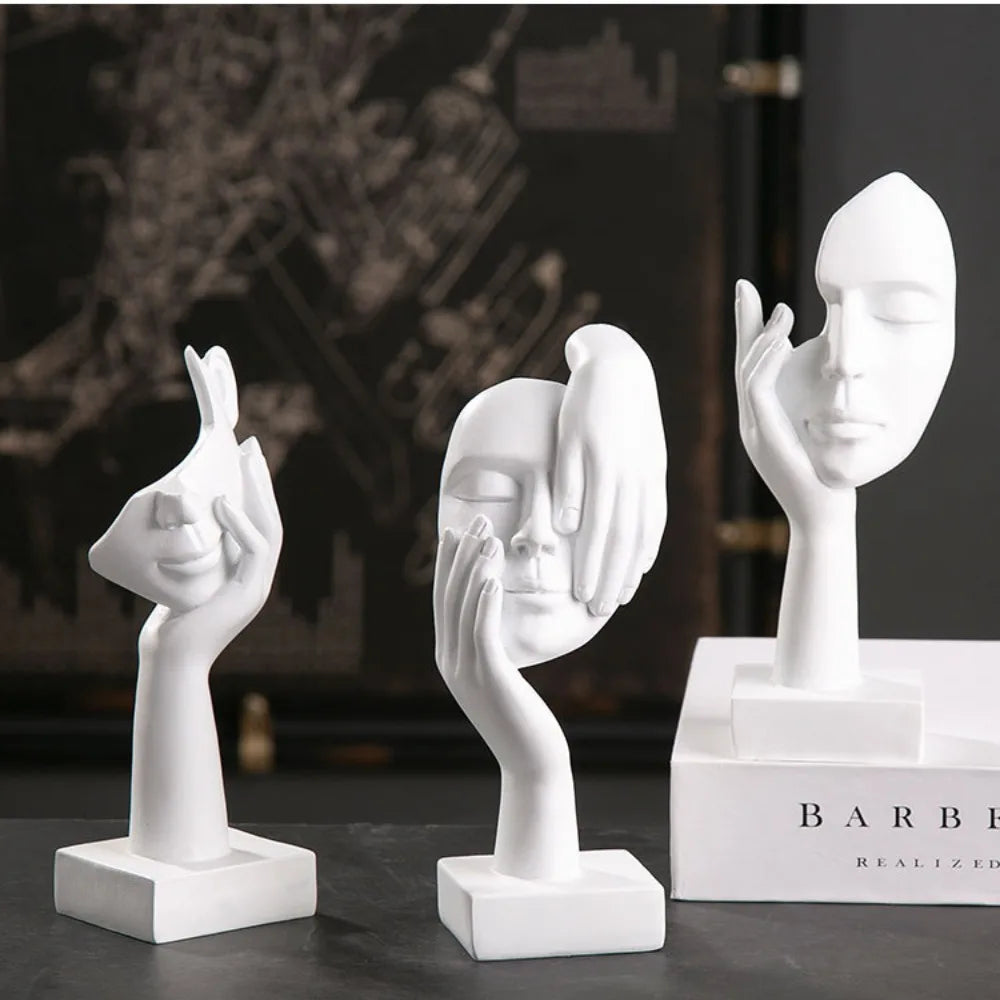 Nordic Resin Abstract Face Statue