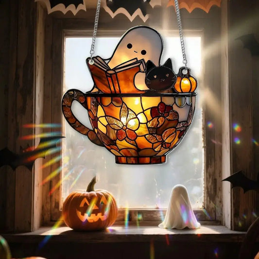 Ghost Reading Book Suncatcher