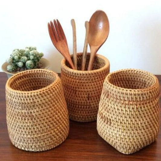 Rattan Tableware Storage Basket